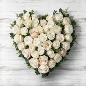 Sentiment Roses blanches - Cœur de Roses livraison