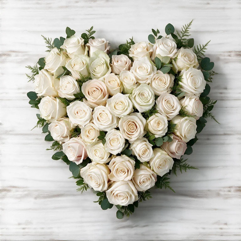 Sentiment Roses blanches - Cœur de Roses livraison