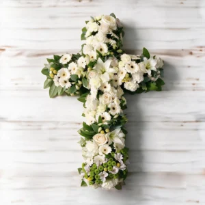 croix blanche Croix de fleurs de saison