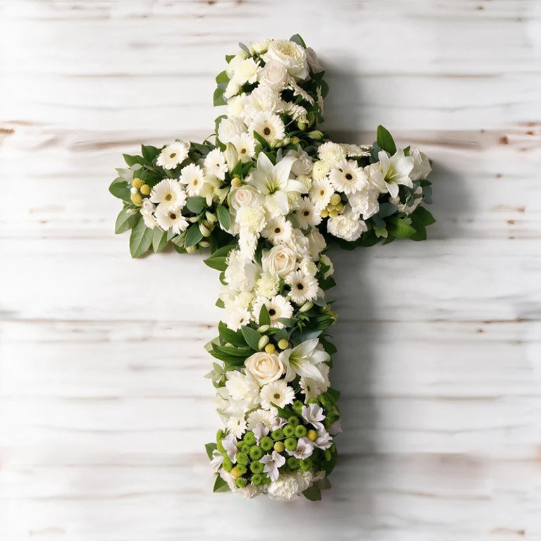 croix blanche Croix de fleurs de saison