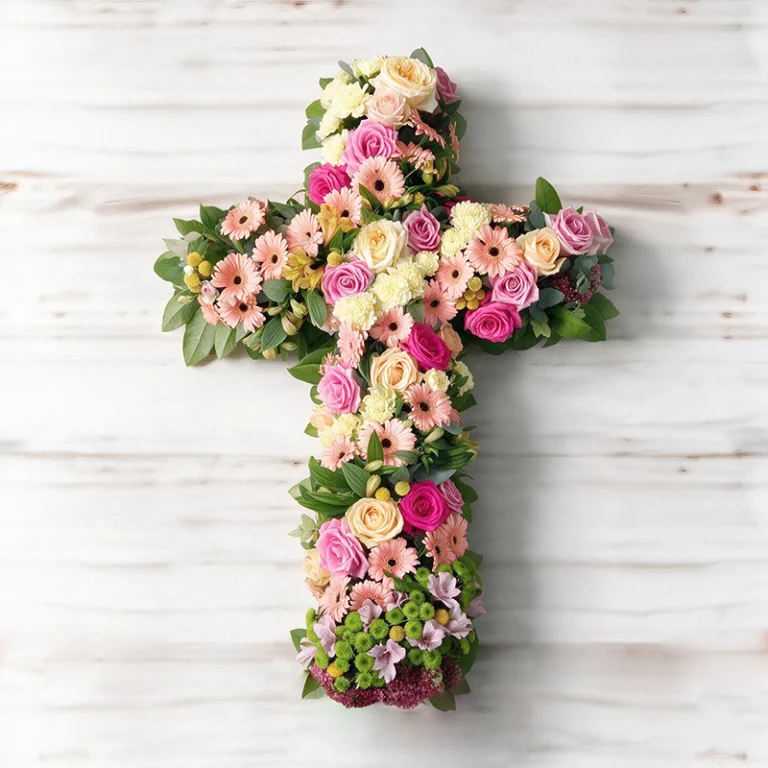 croix rose Croix de fleurs de saison livraison