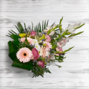 Grande Gerbe rose piquée de fleurs de saison 100cm