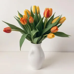 tulipes bouquet chaleureux orange jaune