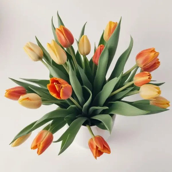 tulipes bouquet chaleureux orange jaune