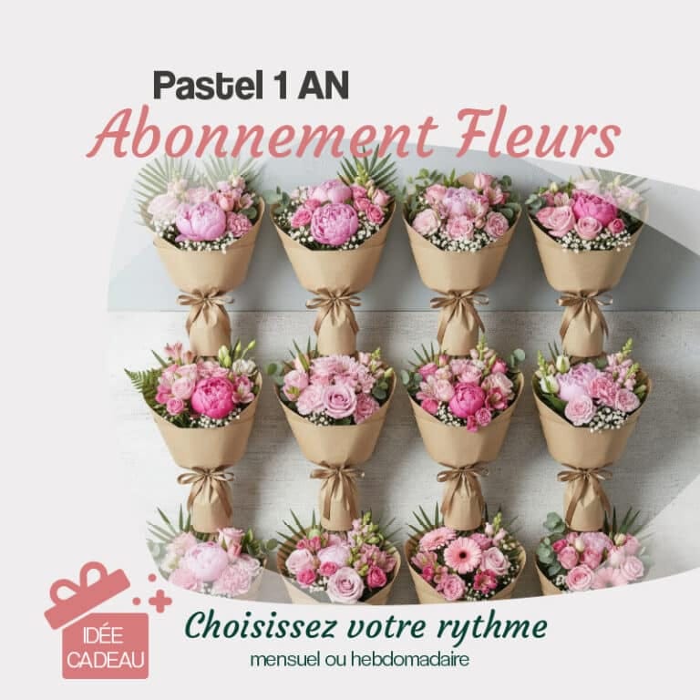 abonnement fleurs 1 an pastel rose