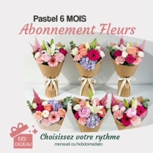 abonnement de bouquets de fleurs pastel rose 6 mois