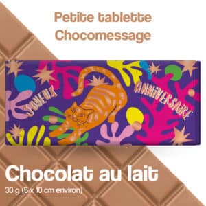 tablette chocolat message anniversaire chat coloré