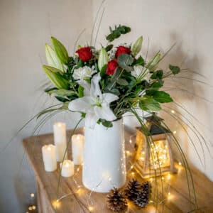 Amour de Lys bouquet champêtre rose rouge et blanc