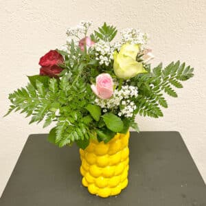 roses gypsophile pastel bouquet champetre