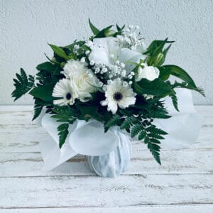 Petit Bouquet bulle d'eau de deuil blanc