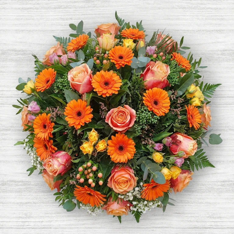 orangée - Coussin de deuil de fleurs de saison livraison