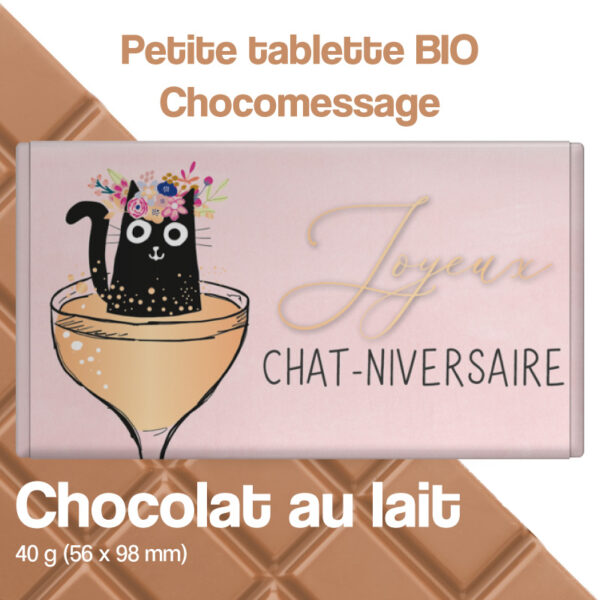 tablette chocolat au lait joyeux chat anniversaire