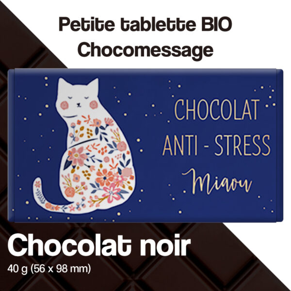 tablette chocolat noir anti stress miaou