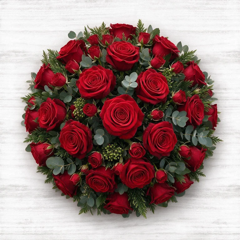 grand coussin de roses rouges