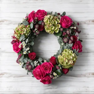 Couronne d'urne 35cm rouge Couronne de deuil