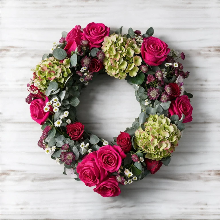 Couronne d'urne 35cm rouge Couronne de deuil