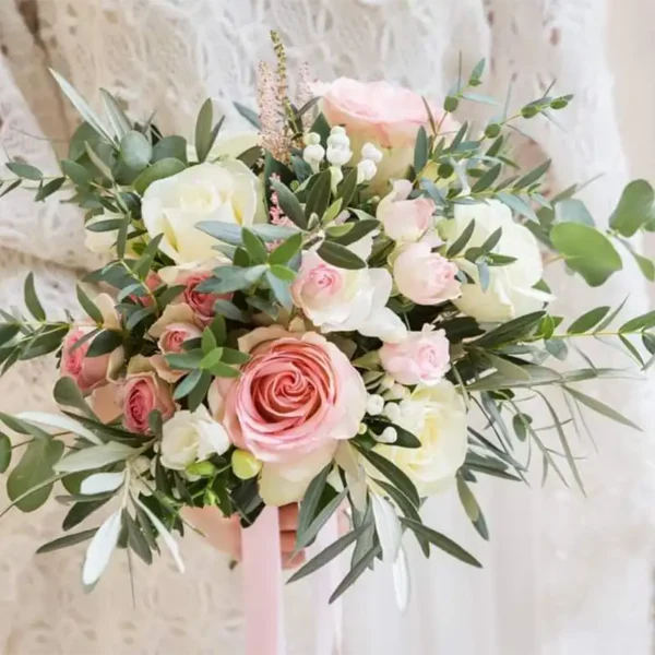 bouquet de la mariée rose poudré