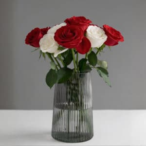 grandes roses rouges et blanches bouquet