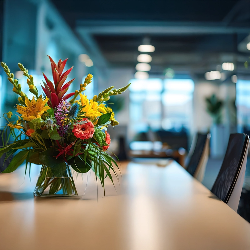 bouquet dans la salle de reunion